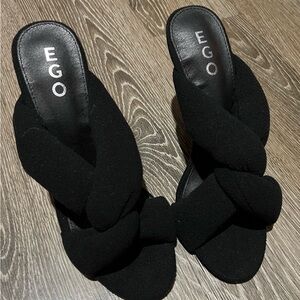EGO Black Knotted Mules